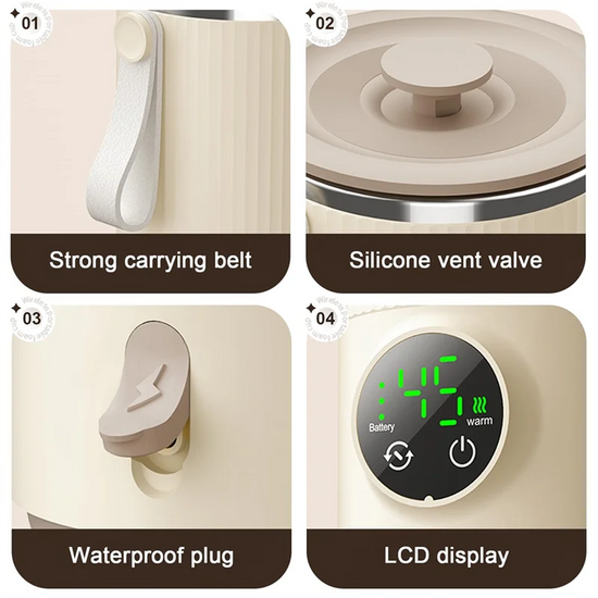 B82B-Portable Bottle Warmer Portable Bottle Warmer For Travel Mixer For Breastmilk & Formula