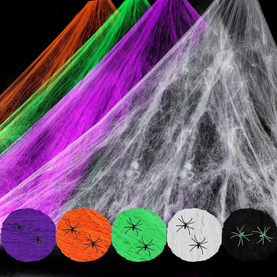 Artificial Spider Web – White Stretchy Halloween Decoration for Haunted House, Party & Home Décor