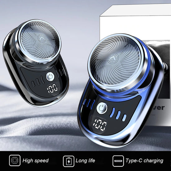 Electric Shaver Portable Travel Razor USB Rechargeable Mini Shaver with Digital Display, Wet & Dry Vehicle-Mounted Shaver